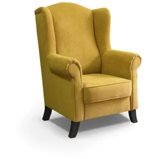 Beautysofa Ohrensessel Leonardo gelb , Sahara , Textil , 88x118x86 cm , Wohnzimmer, Sessel, Ohrensessel