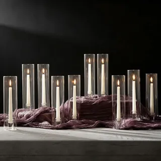 NUPTIO Glaszylinder für Kerzen Kerzenhalter Stabkerzen Kerzenständer Glas | 10 Stück 30cm Hoch ohne Boden Candle Holder Zylinder Stabkerzenhalter Windlicht Tisch Deko Hochzeit Weihnachten Adventskranz