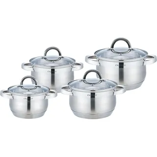 8 tlg Edelstahl Kochgeschirr Induktion Kochtopf Topfset Deckel Topf 16/18/20/24cm