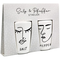 Grafik-Werkstatt Werkstatt Salz- und Pfefferstreuer Set | Porzellan | Salt & Pepper, Weiß, 63964