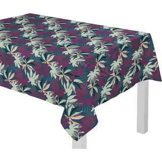 Tischdecke ADAM "Jungle" Gr. 3, bunt (dunkelblau, lila), B:220cm L:130cm, Bio-Baumwolle, Tischdecken, Tischdecke, aus 100% Bio-Baumwolle