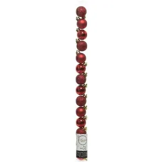 Amicasa Set Weihnachtsbaumkugeln 14-teilig 3cm Kunststoff Bunt Rot