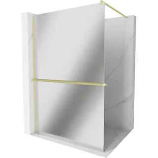 Mexen Kioto+ Duschwand mit Wandregal 100 x 200 cm, Spiegel, gebürstetes Gold - 800-100-121-55-50