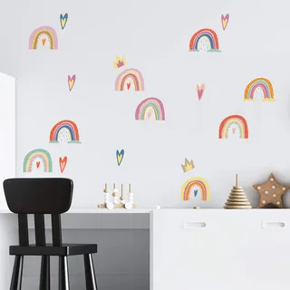 WALPLUS Bunte handgezeichnete Regenbogen, Kinderzimmer Babyzimmer, Kinder, niedliche Kinderzimmer Babygirl, Babyboy, Modern Kinder, Wandaufkleber,Zimmer Dekoration