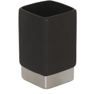 MSV Nhale 140748 Becher, Keramik/Edelstahl/Steingut, 6,5 x 6,5 x 11,5 cm, matt, schwarz