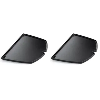 Weber Grillplatte für Q300-3000 Grills, Plancha, aus porzellanemailliertem Gusseisen, optimal zur Zubereitung von Spiegeleiern, Speck, Garnelen, Gemüse und mehr - Schwarz (6506) (Packung mit 2)