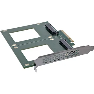 InLine PCI Express Karte zu 2X intern U.2 NVMe SFF-8639 - Bifurcation, PCIe x8, breit, 76660P