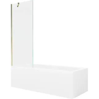 Mexen Cubik rechteckige Badewanne 160 x 70 cm mit Verkleidung und 1-flügeligem Paravent 70 cm, transparent, gold - 550316070X95?