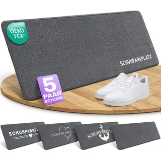 Bodenständig Schuhparkplatz Fußmatte Grau 100x33cm – rutschfeste Schuhmatte | Waschbarer Schuhteppich mit Gummiunterseite – Flache Abtropfmatte für Flur & Eingang – Schutz vor Nässe & Schmutz