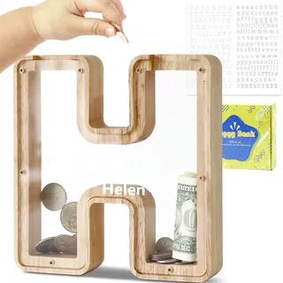 DBPBToU Spardose Kinder Holz Buchstaben Spardose (H)