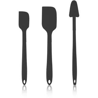 Kochblume Schaber-Set - Restelöffel L & Design Teigschaber L & Design Teigschaber M 3er Set | Premium-Silikon | Hitzbeständig | Spülmaschinenfest | Farbe: anthrazit
