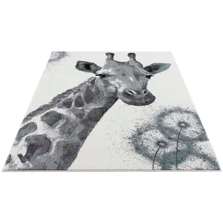 Carpet City Kinderteppich »Savanna 9370«, rechteckig, 11 mm Höhe, Spielteppich, Teppich, Giraffe, Creme/ Grau, Kurzflor, beige