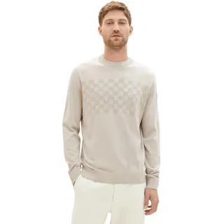 TOM TAILOR Herren 1038671 Crew-Neck Strick-Pullover im Struktur-Mix, 26199-beige Alfalfa, L
