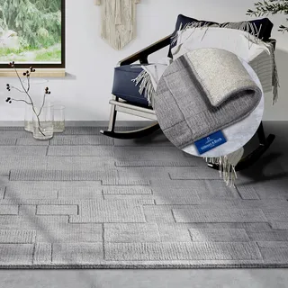 Villeroy & Boch Wollteppich »Wilhelmine« rechteckig 10 mm Höhe Läufer, handgewebt, Wolle, Natur, Wohnzimmer, Geometrie, Boho, grau
