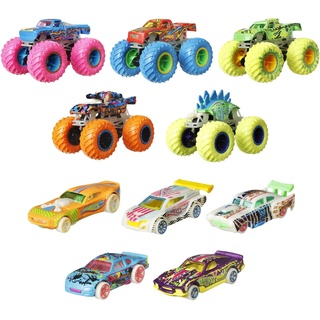 HOT WHEELS Monster Trucks - Multipack mit Leuchteffekt im Dunkeln, bunt