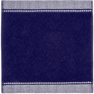 Möve Brooklyn Uni mit Fischgratbordüre Seiftuch 30 x 30 cm aus 85% Baumwolle / 10% Viskose / 5% Leinen, deep sea