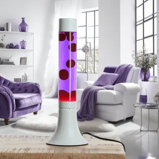 Licht-Erlebnisse Lavalampe YVONNE 38cm Rot Lila Weiß Retro Tischleuchte G9