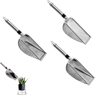 3 Gartensiebe für Erde und Steine, Edelstahl-Sieb mit 1 mm, 3 mm und 5 mm Öffnungen