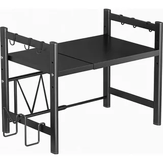 Mikrowellenregal - Küchenständer - Verstellbar/Erweiterbar - Robustes Metall - Für Arbeitsplatte & Drucker - Platzsparend - Schwarz - Schwarz