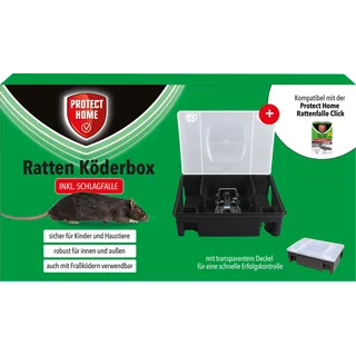 PROTECT HOME Rattenköderbox inkl. Schlagfalle, professionelle abschließbare Rattenköderstation nutzbar mit Rattengift oder Rattenfalle, 1 Stück