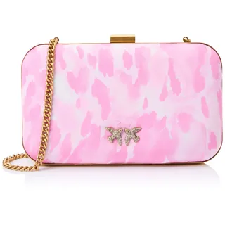 Pinko Damen Clutch Printed Taffetas Tasche, Nn5q_Mult.rosa/Rosa-Antikgold