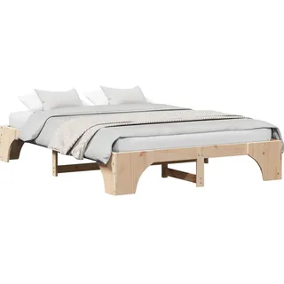 vidaXL Bettrahmen Natur 160 x 200 cm Massives Kiefernholz - Braun
