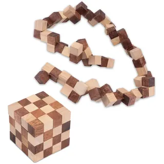 Schlangenwürfel 4x4 Gr. L - 8 cm Kantenlänge - Snake Cube - 3D Puzzle aus Holz