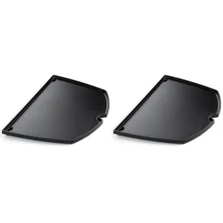 Weber Grillplatte für Q300-3000 Grills, Plancha, aus porzellanemailliertem Gusseisen, optimal zur Zubereitung von Spiegeleiern, Speck, Garnelen, Gemüse und mehr - Schwarz (6506) (Packung mit 2)