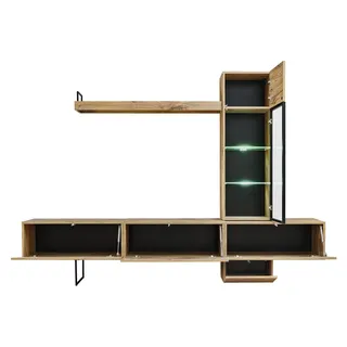 Wohnwand Designer Wohnzimmer Set Lowboard Wandregal TV-Ständer Neu Möbel - Braun