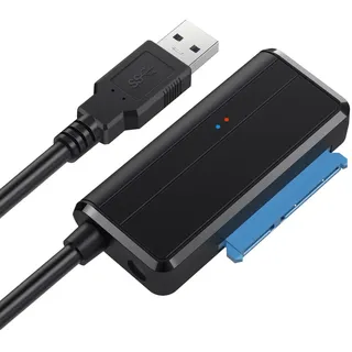 Cablecc Abgewinkeltes SATA-Adapterkabel 22-polig auf USB 3.0 für 6,3 cm / 3,5 Zoll Festplatte SSD für Desktop-Laptop