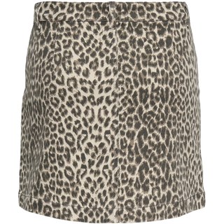 Minirock ONLY "ONLAMAZING HW LEO SKIRT PNT", Damen, Gr. XS, cloud dancer aop:schwarz leo, Web, Obermaterial: 97% Baumwolle, 3% Elasthan, bedruckt, kurz, Röcke Minirock, Baumwollmischung, High Waist