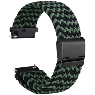 WOCCI 20mm Gewebtes Nylon Uhrenarmband für Damen und Herren, Schnellverschluss, Verstellbare Schwarze Schnalle (Grün Schwarz)