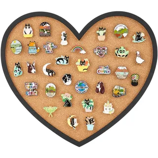 BENECREAT Pinnwand, Herz-Korktafel, Bulletin-Anzeigetafel, 2cm Dickes Korkbrett Zur Wandmontage Zur Aufbewahrung von Broschennadeln, Büro-Heim-Festival-Valentinstag-Dekoration, 32.8x29.9cm