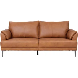 Soul Braun 3-Sitzer Sofa Ledersofa – Edles Design mit Echtleder, Hoher Komfort mit Schaumstoff & Taschenfederpolsterung, Schwarze Metallbeine, 195 x 90 x 88 cm, Sitzhöhe 45 cm