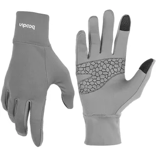 BOODUN Leichte Sporthandschuhe, Laufhandschuhe, Slim Sporthandschuhe, Jogginghandschuhe mit Touchscreen-Funktion – Grau – S/M