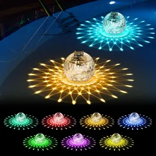 GAOUTO 2 Stück Solar Poolbeleuchtung, 11cm Schwimmend LED Pool Licht, Solar Teichbeleuchtung mit RGB Farbwechsel Poolbeleuchtung, Wasserdichte Solarlichter für Schwimmbad, Teich, Brunnen, Wasserparks