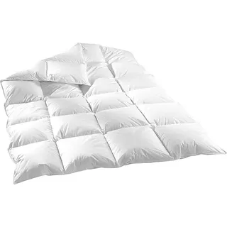 200x220cm 1800gr. 60% DAUNEN BETT Daunendecke Daunendecken Decken Decke Bett Bettdecke Zudecke Steppdecke Daunen Jahresdecke Winterdecke Welt-der-Träume - Weiß