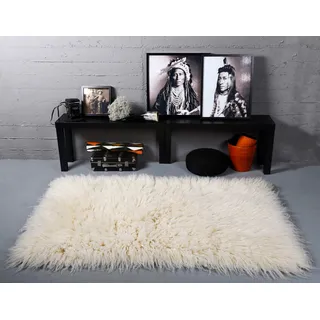 THEKO Wollteppich »Flokati XXL« rechteckig 100 mm Höhe original griechischer Flokati, Hochflor, Uni-Farben, reine Wolle, beige