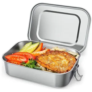 OITUGG Brotdose Edelstahl - 550ml Lunchbox Edelstahl - Brotdose Metall für Erwachsene und Kinder, Design Schnappverschlüssen und Silikondichtungsring, Spülmaschinengeeignet, 14 x10.3 x5.8cm
