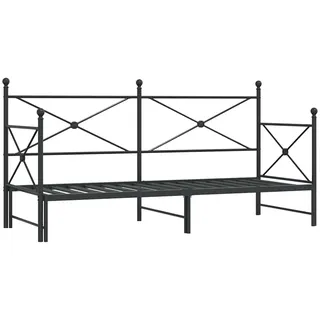 vidaXL Tagesbett Ausziehbar Ohne Matratze Schwarz 90/200 Cm Stahl , Metall , 90x200 cm , Schlafzimmer, Betten