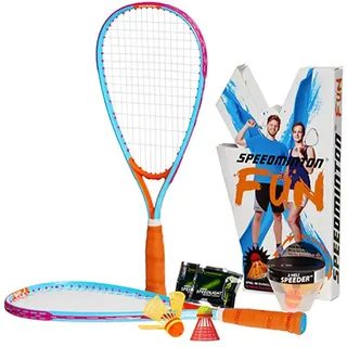Speedminton SM01-FUN-10 Fun Set - Alternative to Beach Ball, Spike Ball, Badminton, incl. 1 Heli and one Fun Speeder, Perfect for The Beach, Park or Backyard
