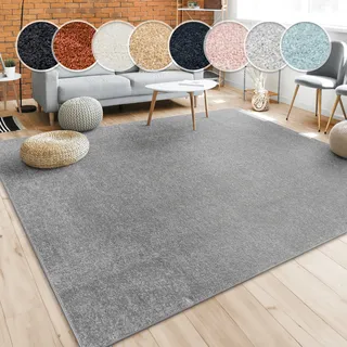 Paco Home Teppich »Porto 890« rechteckig 13 mm Höhe Kurzflor, Uni-Farben, ideal im Wohnzimmer & Schlafzimmer, grau