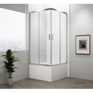 Polysan CARMEN Duschabtrennung Quadrat 800x800x1650mm, Klarglas - Transparent, Silber