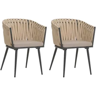Mendler HWC-N38 Gartenstuhl 61 x 61 x 82 cm beige 2 St.