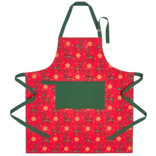 Homescapes Weihnachtsschürze Rentier, 100% Baumwolle , Rot , Textil , Tiere , 80x85 cm , Oeko-Tex® Standard 100 , Heimtextilien, Geschirrtücher & Schürzen, Kochschürzen