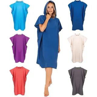 Gräfenstayn Premium Badeponcho mit Knöpfen - Öekotex 100 - Umziehhilfe Damen & Herren - Surf-Poncho Strand - Handtuch-Poncho Erwachsene - Umkleide-Hilfe - Badeumhang Mikrofaser (S-M dunkelblau)