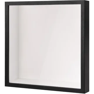heavenlife 3D Bilderrahmen, Tiefer 3D Objektrahmen, Schattenbox Vitrine mit Transparente Acrylplatte Rahmen, Hölzern 3D Rahmen für Medaillen Foto Erinnerungsstücke Blumen (Schwarz 27x27cm)