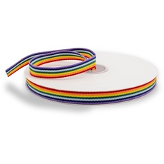 Decoraparty Regenbogen-Band, 1 cm dick, bunt, aus Polyester, für Geschenkverpackungen, Partys, Geburtstage, Feiern, Kreationen – H 10 mm x L 25 m