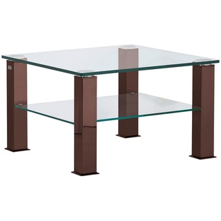 Xxxl Couchtisch , Braun , Metall, Glas , quadratisch , eckig , 75x42.5x75 cm , Wohnzimmer, Wohnzimmertische, Couchtische, Couchtische Glas