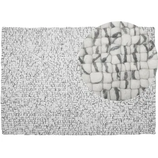 Beliani Amdo Filzkugelteppich 160 x 230 cm Grau/Silber